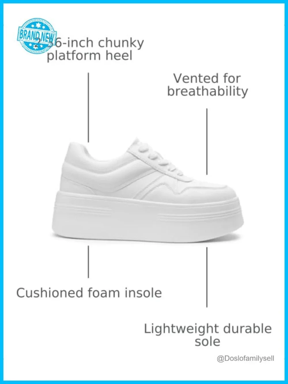 DREAM PAIRS Women's Platform Sneakers Faux Leather Chunky Lace-Up Casual